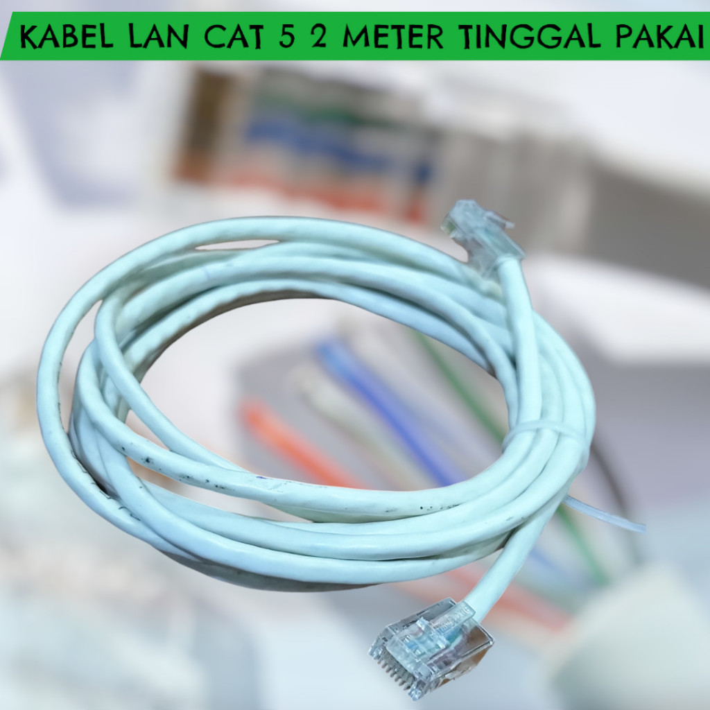 สาย LAN UTP 2 เมตร CAT 5 พร้อมใช้งาน/คอลโลคฟรี 2 RJ 45 CONNECTORS