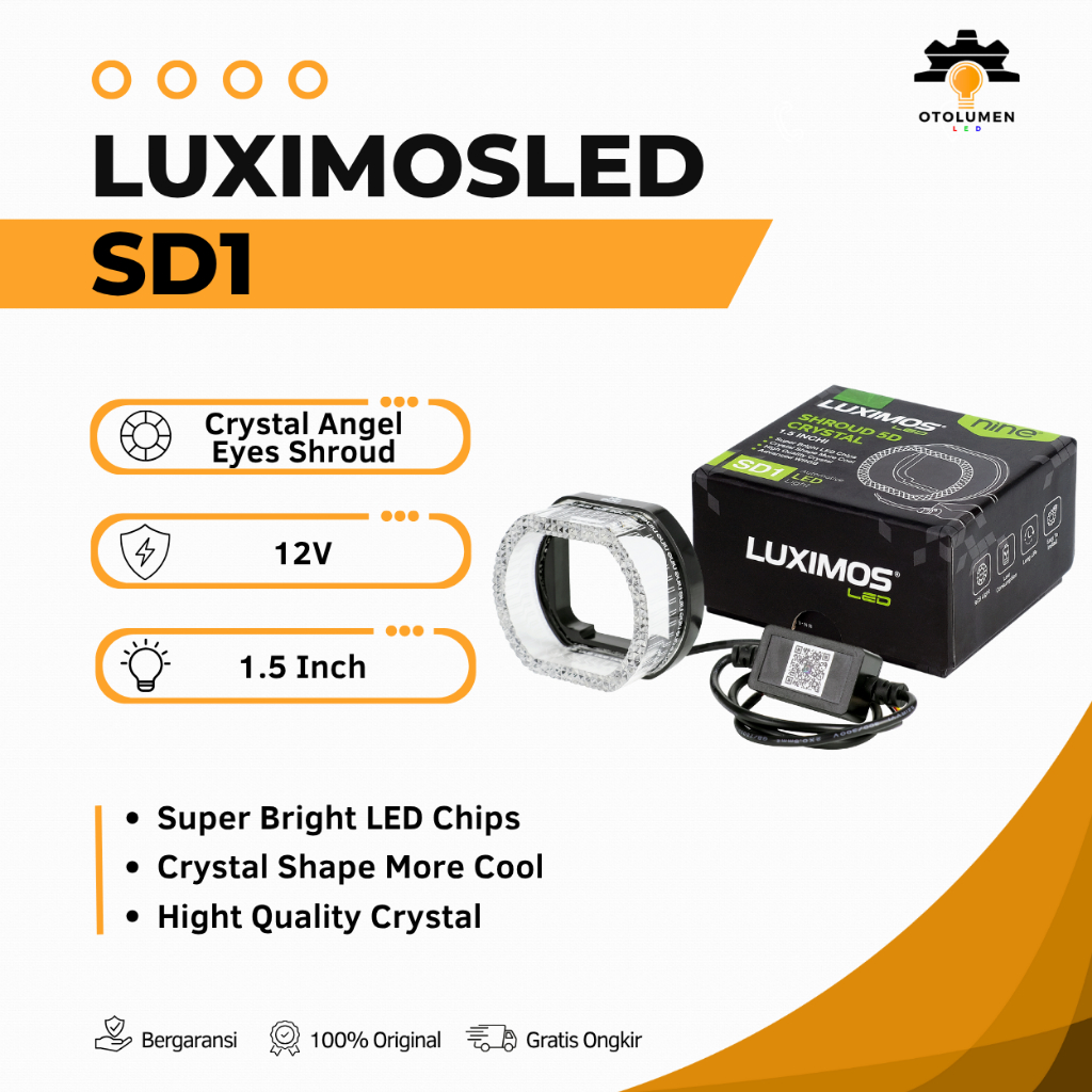 Shroud Bild 1.5 นิ้ว RGB BMW Apps บลูทูธอะคริลิค 200 โหมดคริสตัล Angel Eyes 5D SD1 - LUXIMOS