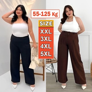 JUMBO Loose Pants 332 PREMIUM BB 55-125 KG - Celana Kulot Jumbo Bahan Jatuh  - Loosepants Highwaist Wanita Big Size