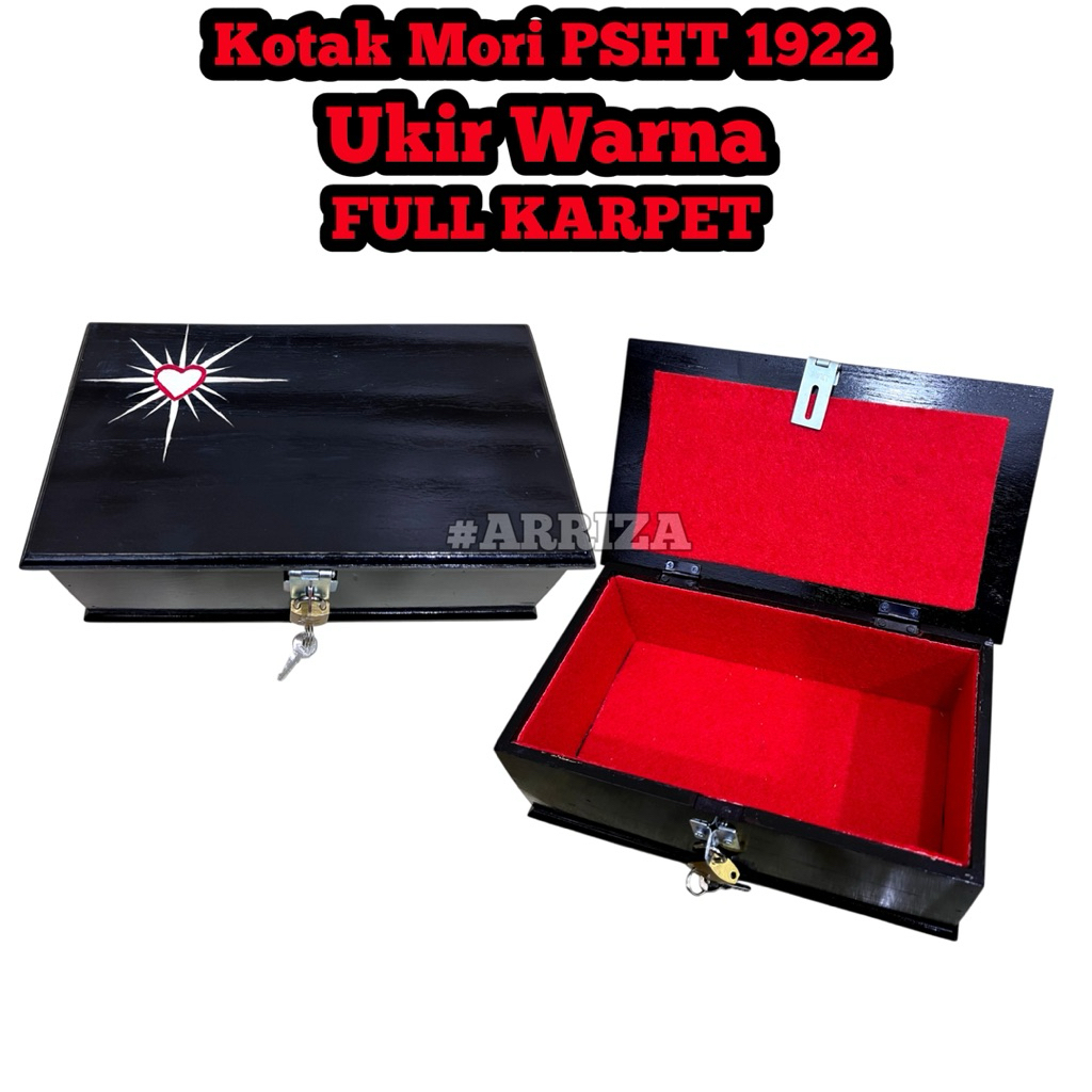 PSHT MORI BOX Bonus Full Black Gloss พรมแกะสลัก Shining Heart สี / Mori กล่องทําจากไม้สัก Motif / เข