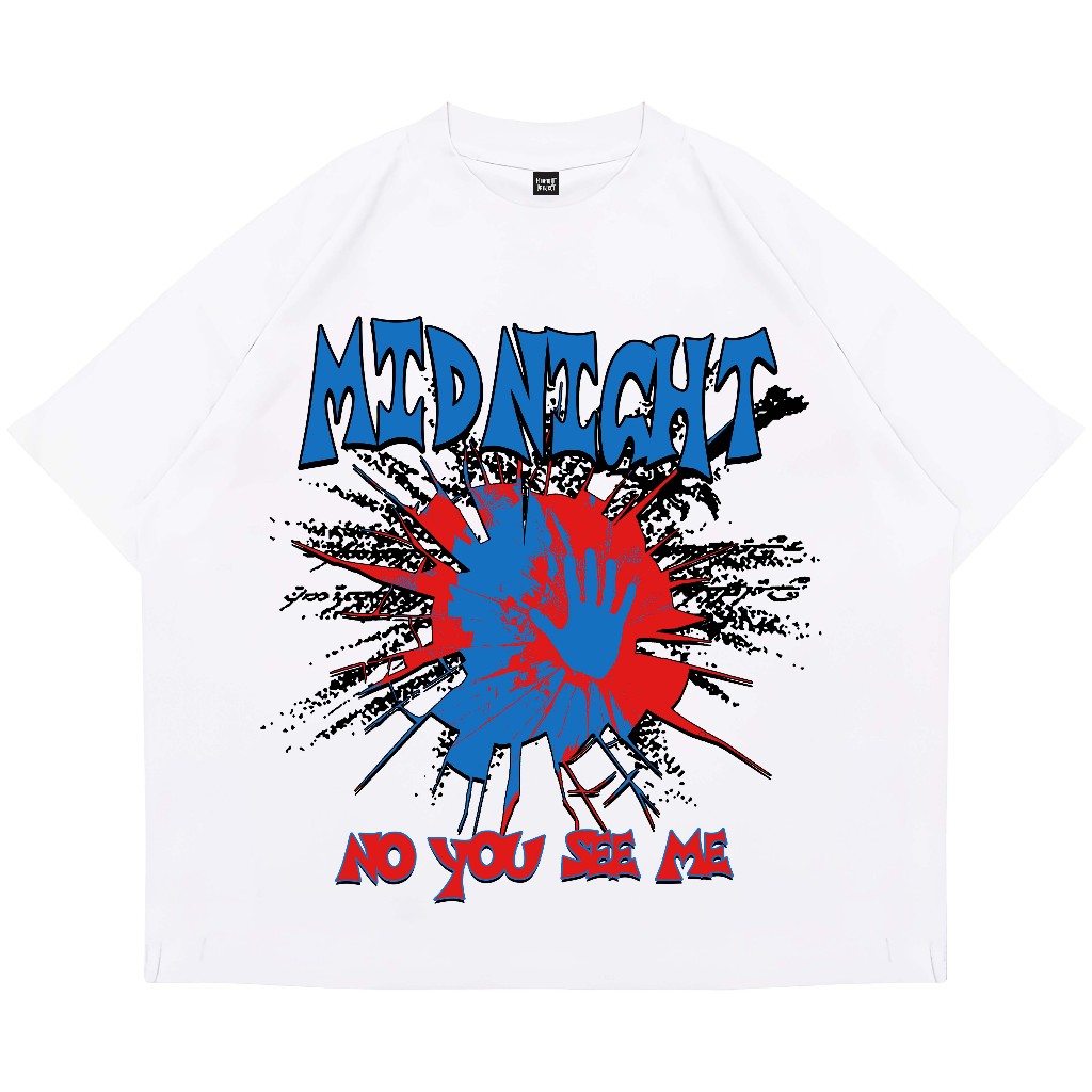 MidnightProject Boxy เสื้อยืดขนาดใหญ่ No You See Me White Unisex Cotton Combed 24s