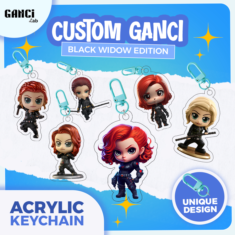 GANTUNGAN Marvel Superhero พวงกุญแจ Black Widow พวงกุญแจพวงกุญแจที่กําหนดเอง