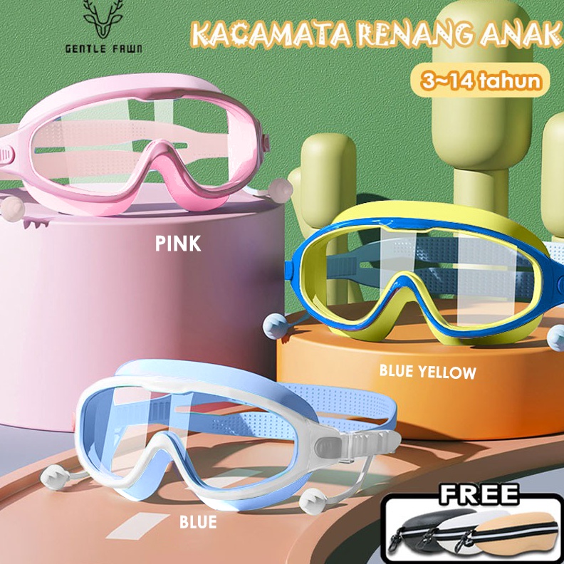 CODE P28Y อ่อนโยน Fawn แว่นตาว่ายน้ําสําหรับวัยรุ่น แว่นตาดําน้ํา HD Anti-Fog วัสดุ TR9 กรอบใหญ่ สีส