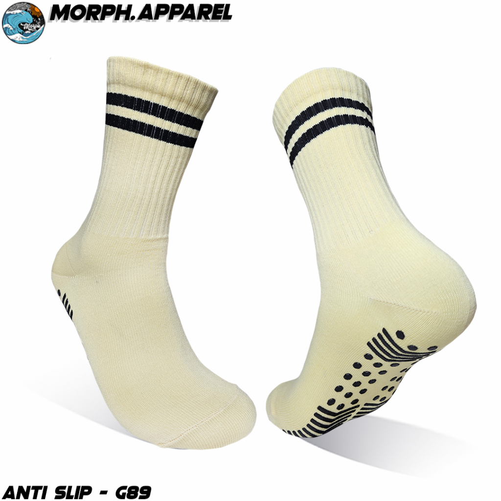ถุงเท้ากันลื่น - ถุงเท้ากีฬาโยคะพิลาทิส Anti-Grip - ลายทาง G89 - Morph.Apparel
