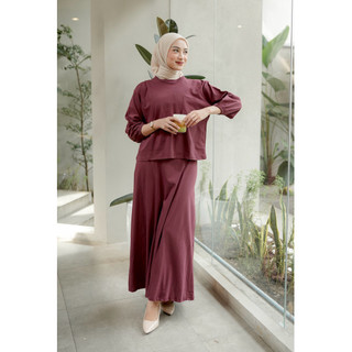 ONE SET ROK STELAN ROK BAHAN KAOS COTTON COMBED ADEM MODELLANO GAIA