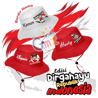 Topi Rimba Anak Gratis Bordir Nama Spesial Kemerdekaan 17 Agustus Sablon Animasi
