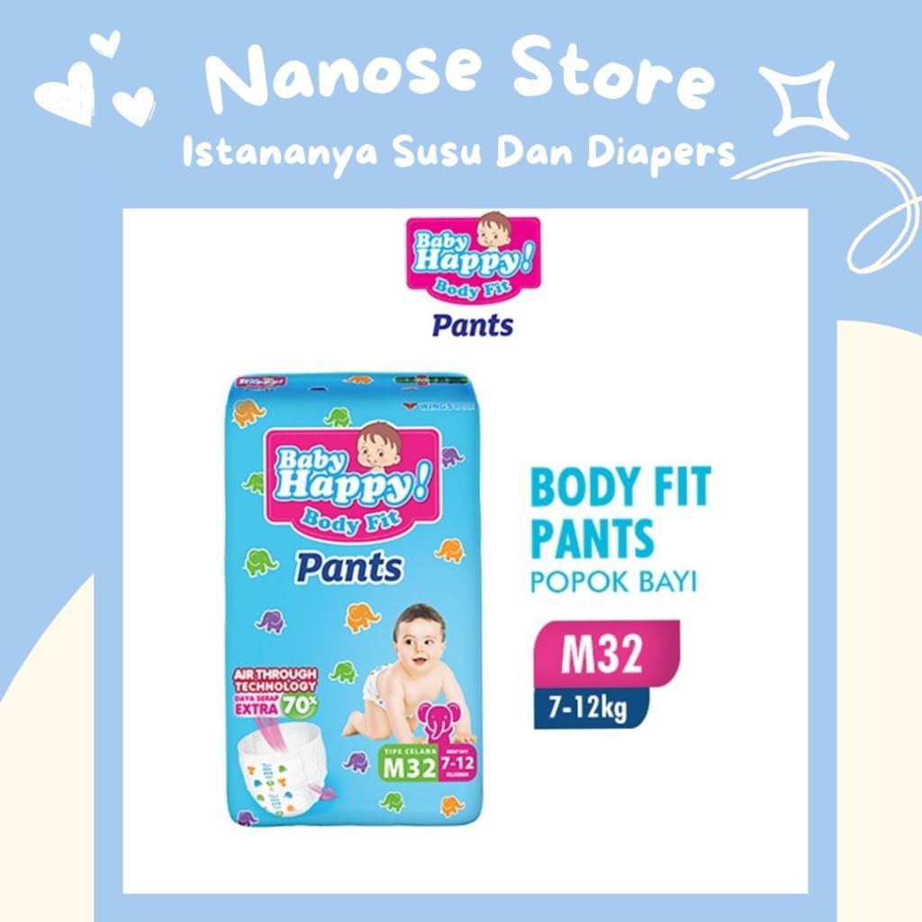 Pampers baby happy ไซส์ M32 กางเกงเข้ารูป