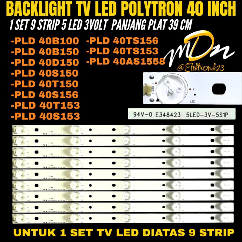 POLYTRON 40 INCH LED TV BACKLIGHT PLD40TS153- PLD40TS156- PLD-40AS1558- PLD40S153- PLD40S156- PLD40T