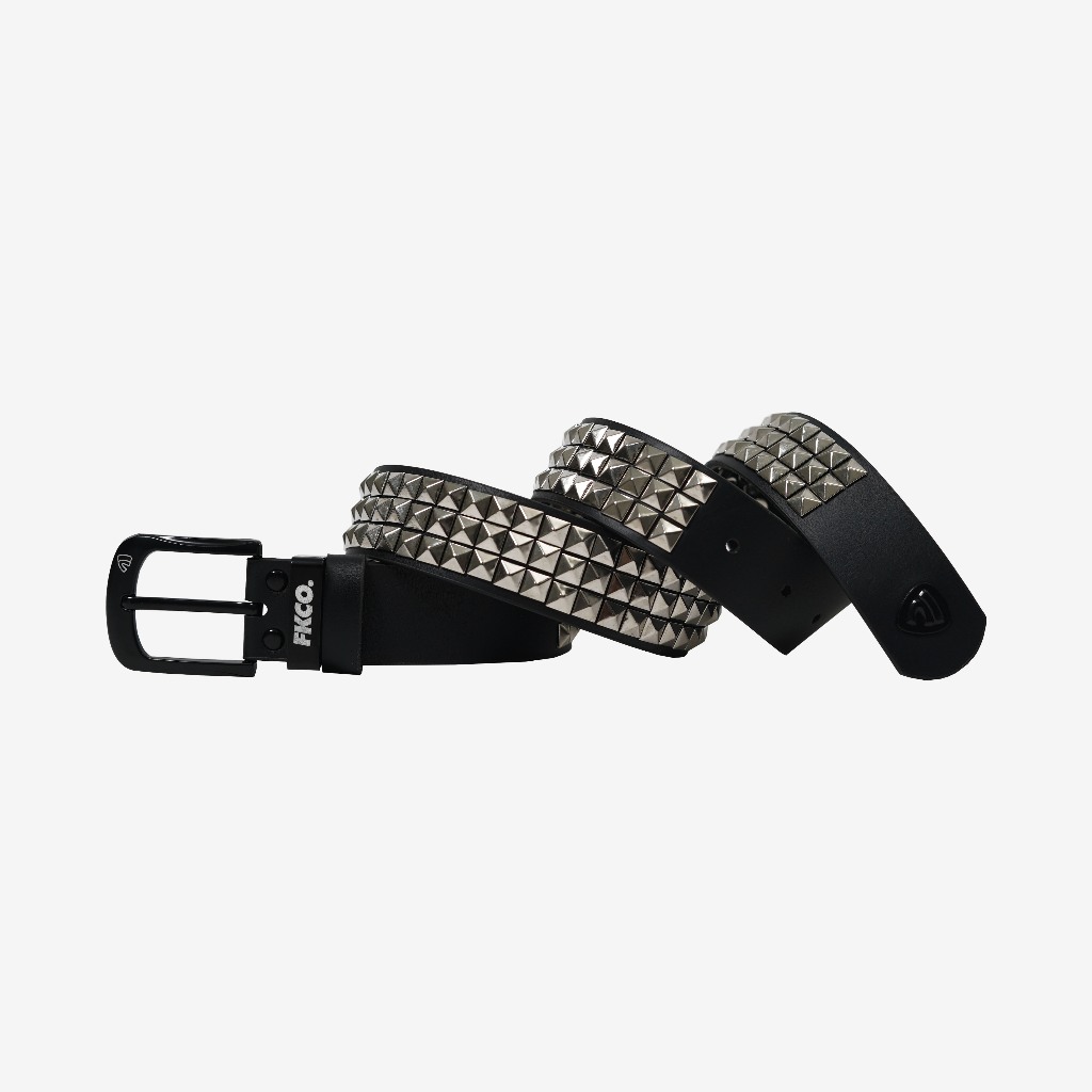SYNTHETIC LEATHER BELT เข็มขัดผู้ชายผู้หญิง สีดํา STUD PUNK FRIDAY KILLER | อนาคม