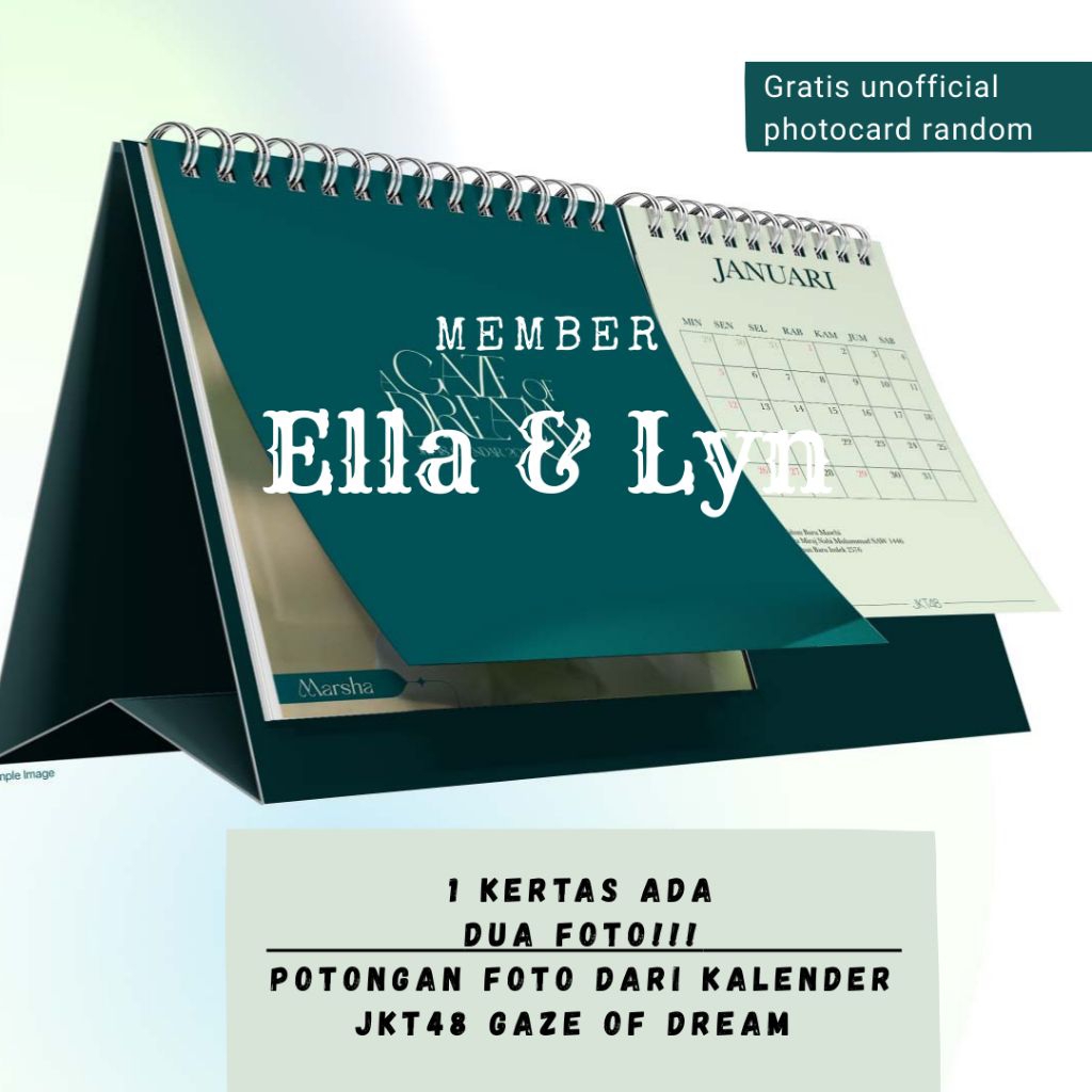 รูปถ่ายตัดจาก GAZE OF DREAM CALENDAR JKT48 2025/MEMBER ELLA & LYN/1 PAPER HAS TWO PHOTOS!!!