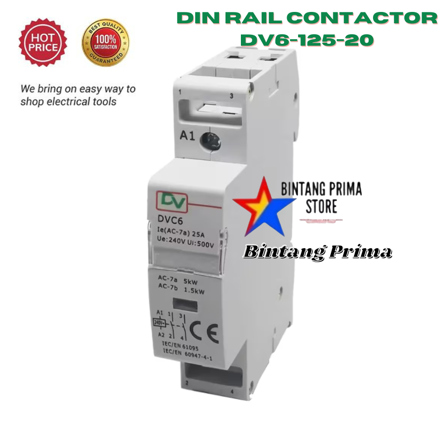DIN Rail Contactor Contactor / ติดตั้งราง Din 2NO DVC6-125-20 DV ยี่ห้อ