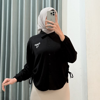 BR.AIDA_Kemeja Wanita Serut Samping Kupu Atasan Terbaru Bahan Rayon Twill Premium