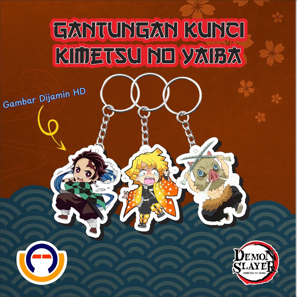 GANTUNGAN อะนิเมะKimetsuไม่มีYaibaพวงกุญแจ/พวงกุญแจอะคริลิคอะนิเมะ1ด้านและ2ด้านย้อนกลับ/Kimetsuไม่มี
