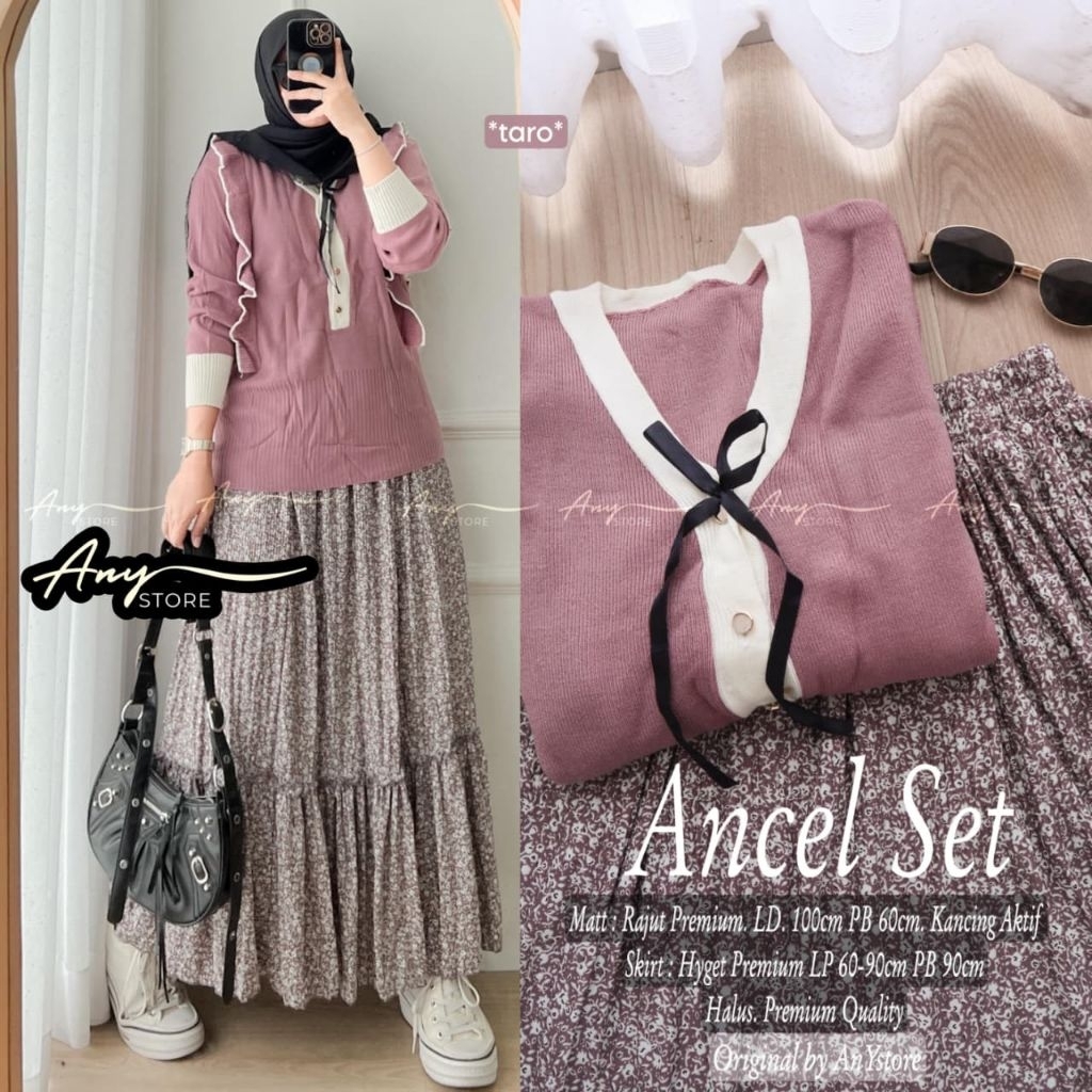 Ancel Set Knit Mix Plissket Skirt (ใดๆ)