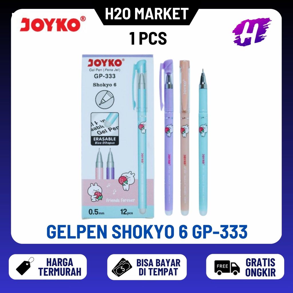 ❤️H2O❤️ ปากกาเจล Joyko สามารถเปิดได้ Shokyo 6 สีพาสเทล GP-333 0.5 มม. (1 ชิ้น)