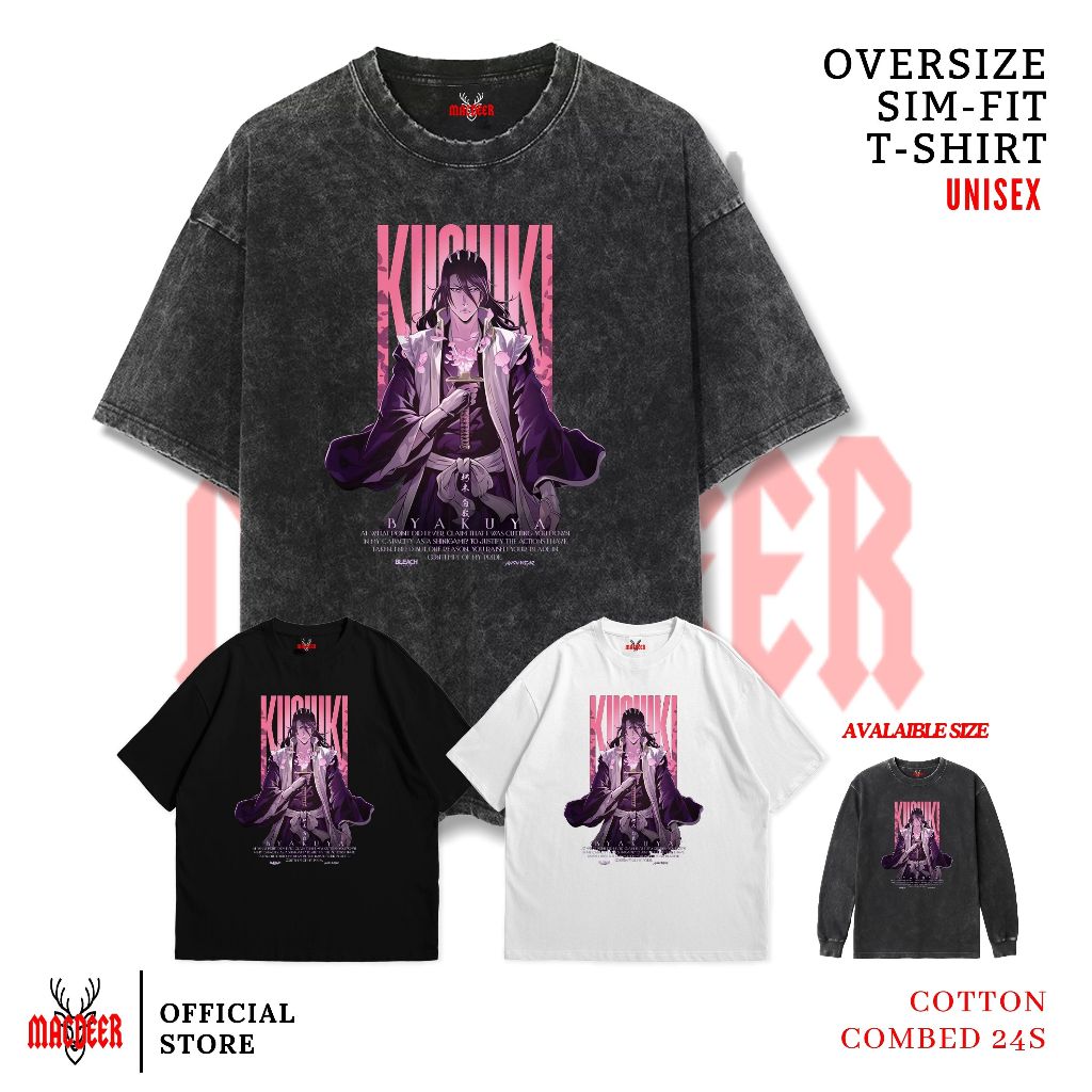 MACDEER BLEACH อะนิเมะเสื้อยืด Oversize slimfit ล้างเสื้อยืดแขนยาวสีดําสีขาว BLEACH-9 เสื้อยืด