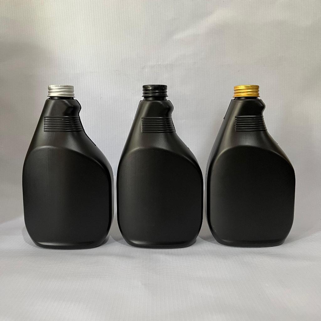 ขวดสกรู HDPE สีดํา 500 มล. ขวดสเปรย์ HDPE Kispray สีดําพร้อมฝาเกลียวคออลูมิเนียม 28 / 500 มล. ขวดสเป