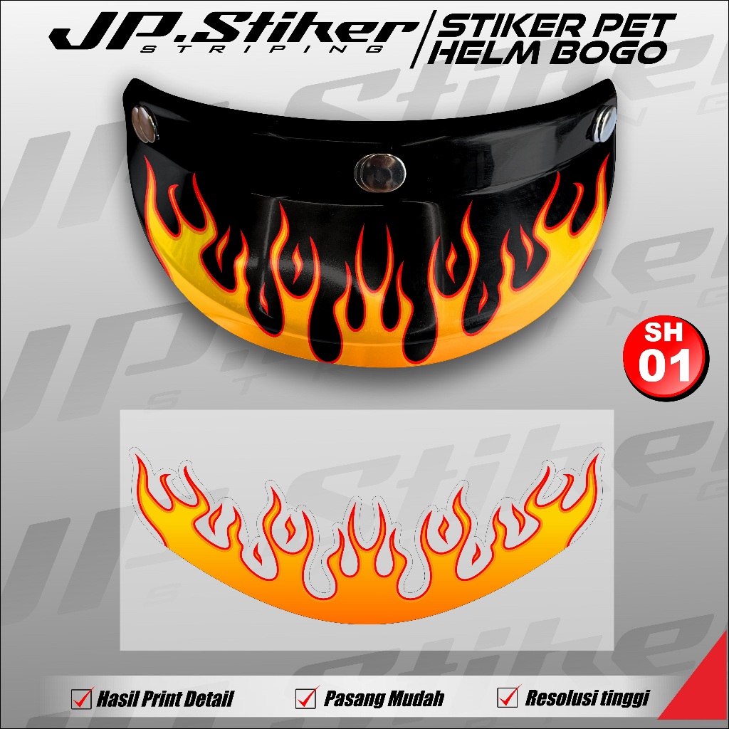 MATA Transparent Bogo Helmet Pet Sticker, Fire Eye Motif Sticker for Helmet Hats, Transparent Cutting Variations