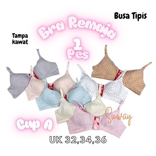 1 ชิ้น Golden Nick Teen Bra Dot Pattern Cup A (32-36) 2 ตะขอไม่มีโฟมไม่มีลวด Art 831