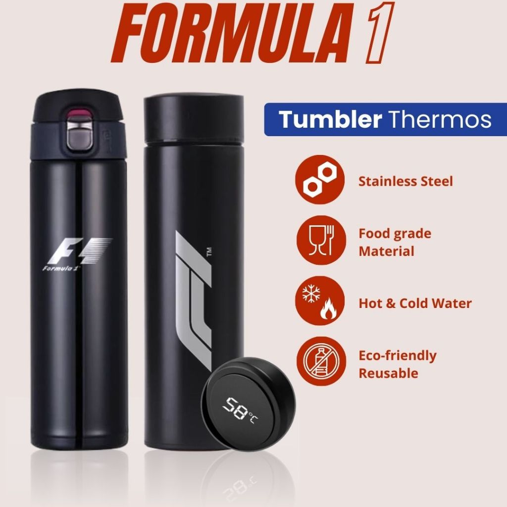 TERMOS FORMULA 1 - TUMBLER THERMOS CUSTOM DESIGN LOGO FORMULA 1 F1