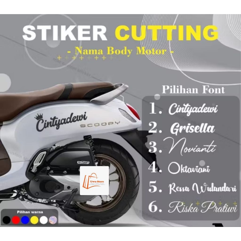 CUSTOM SCOOPY BODY NAME STICKERS / CUSTOM MOTORCYCLE BODY NAME CUTTING STICKERS