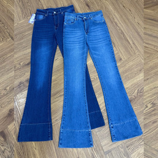 Jennie Cutbray Jeans Higwaist Lipatan Kaki Besar Jeans strecht Wanita