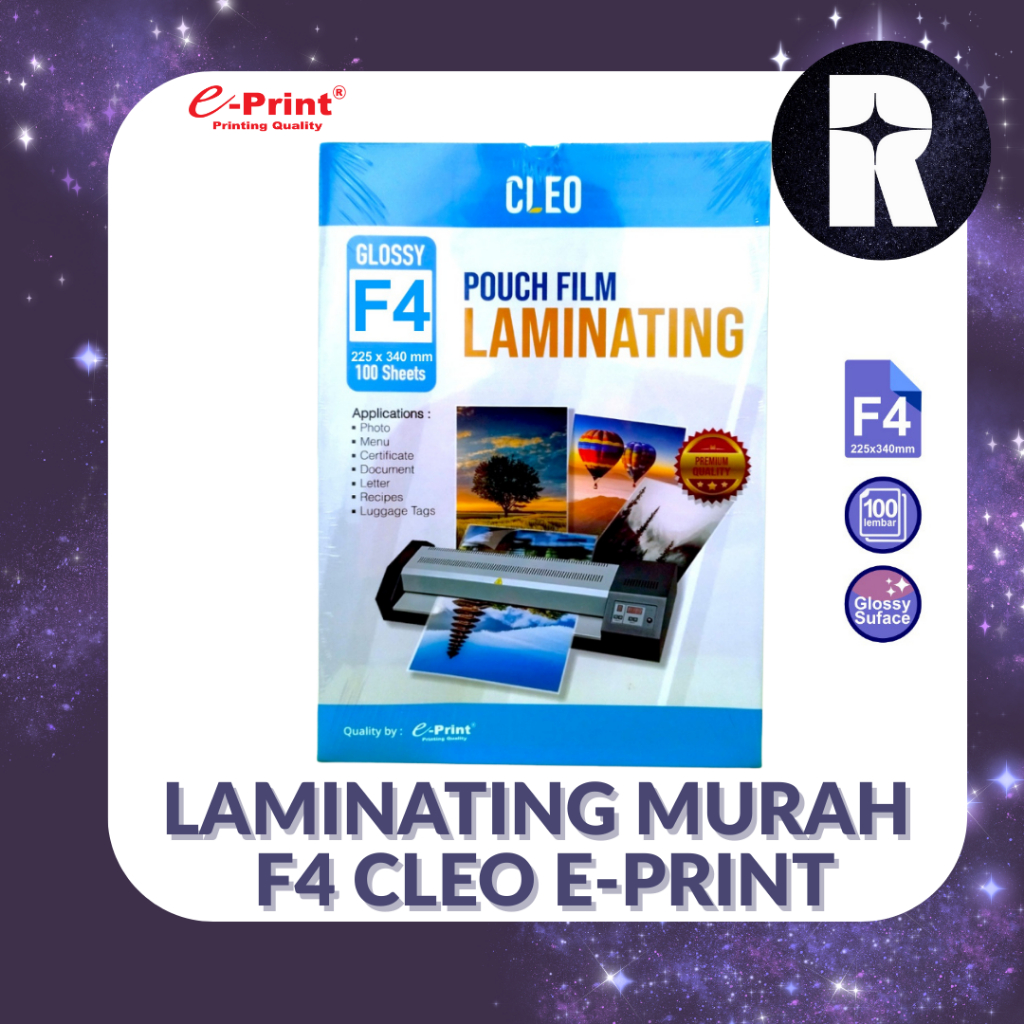 E-PRINT CLEO PAPER LAMINATING POUCH FILM F4 100S (สีน้ําเงิน) [PAK]