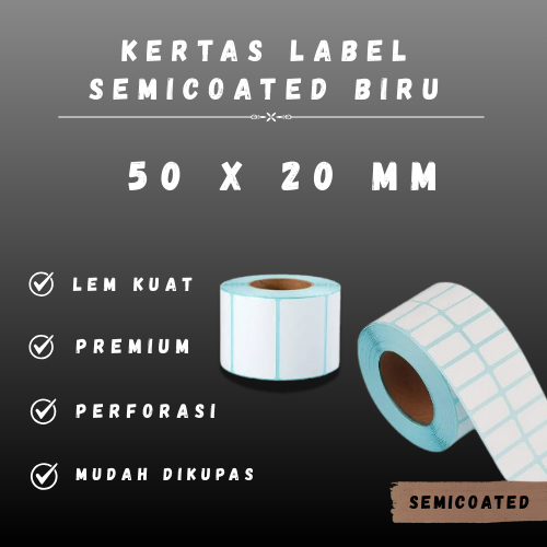 SC BLUE 50x20 CORE 1 INCH 50X20MM 50 X 20 MM 5X2 CM 5 X 2 CM BARCODE LABEL SECOAT สติ๊กเกอร์ SC SEMI