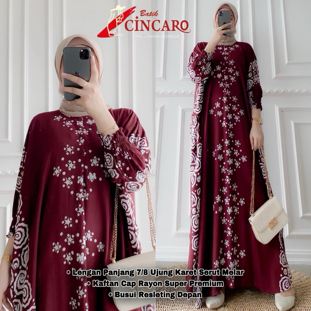 Kaftan Maroon Series Batik Cap วัสดุเรยอน Super Nursing Friendly Jumbo - IDEALISM STORE