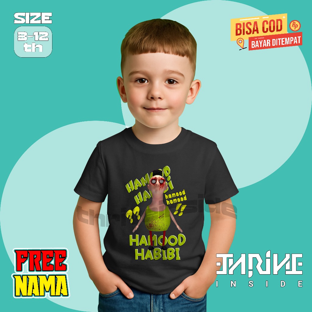 ฟรีเสื้อยืดเด็ก NAME Viral พร้อมโลโก้ Hamood Habibi / เสื้อผ้าเด็กชายและเด็กหญิงพร้อมตัวละคร Hamood 