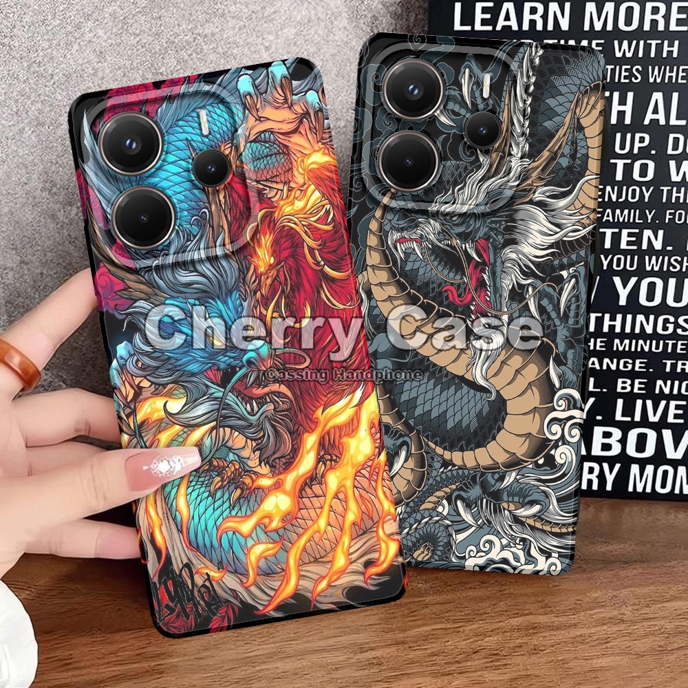 Cherry Acc QW17 SoftCase Pro กล้อง Dragon Motif สําหรับ Redmi หมายเหตุ 14 4G/5G Kesing กรณี Hp Cassi