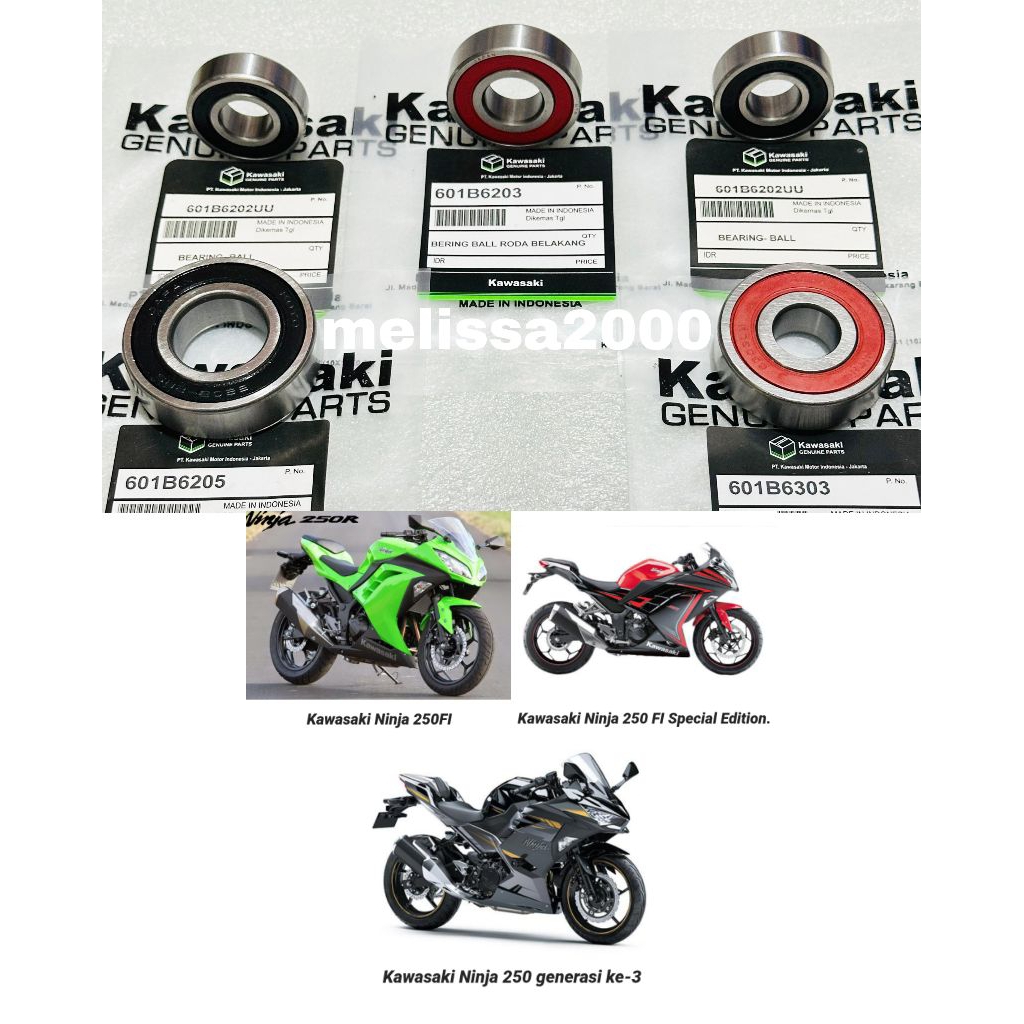 FRONT REAR WHEEL BEARING GEAR LAHER 6202RS 2PCS+6203RS+6303RS+6205RSR NINJA 250 FI OLD NINJS 250 FI 