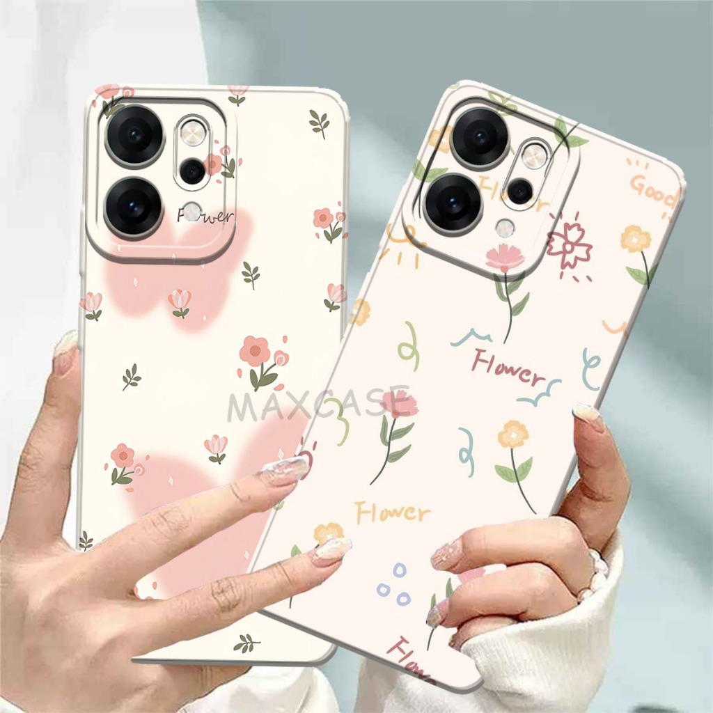 M0P Softcase Hp Oppo Reno 14 Pro ล่าสุด 2025 Flower White Motif Hp Case - เคส Hp ปัจจุบัน - กล้องซิล