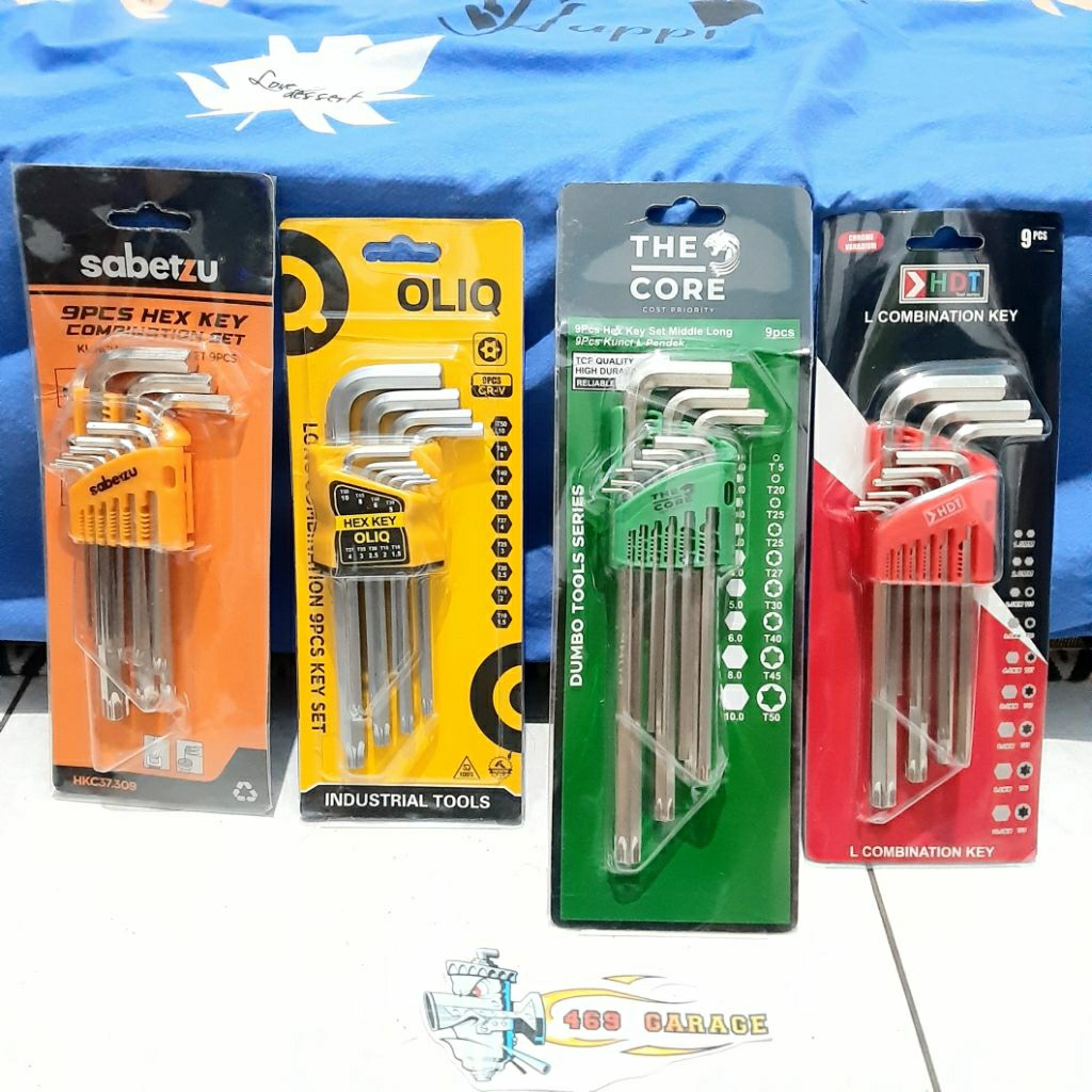 (2 in 1) 9 ชิ้นรวมกัน L Keys (L Hexagonal & Star L) วัสดุ Chrome CRV ที่แข็งแกร่ง