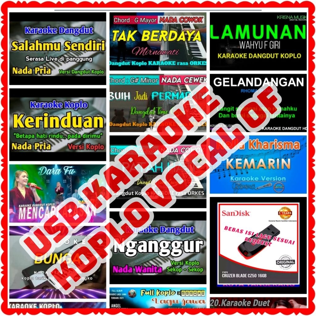 FLASHDISK CONTAINS KOPLO MP4 KARAOKE SONGS - USB KARAOKE DANGDUT MP4 - USB DANGDUT KARAOKE - USB KAR