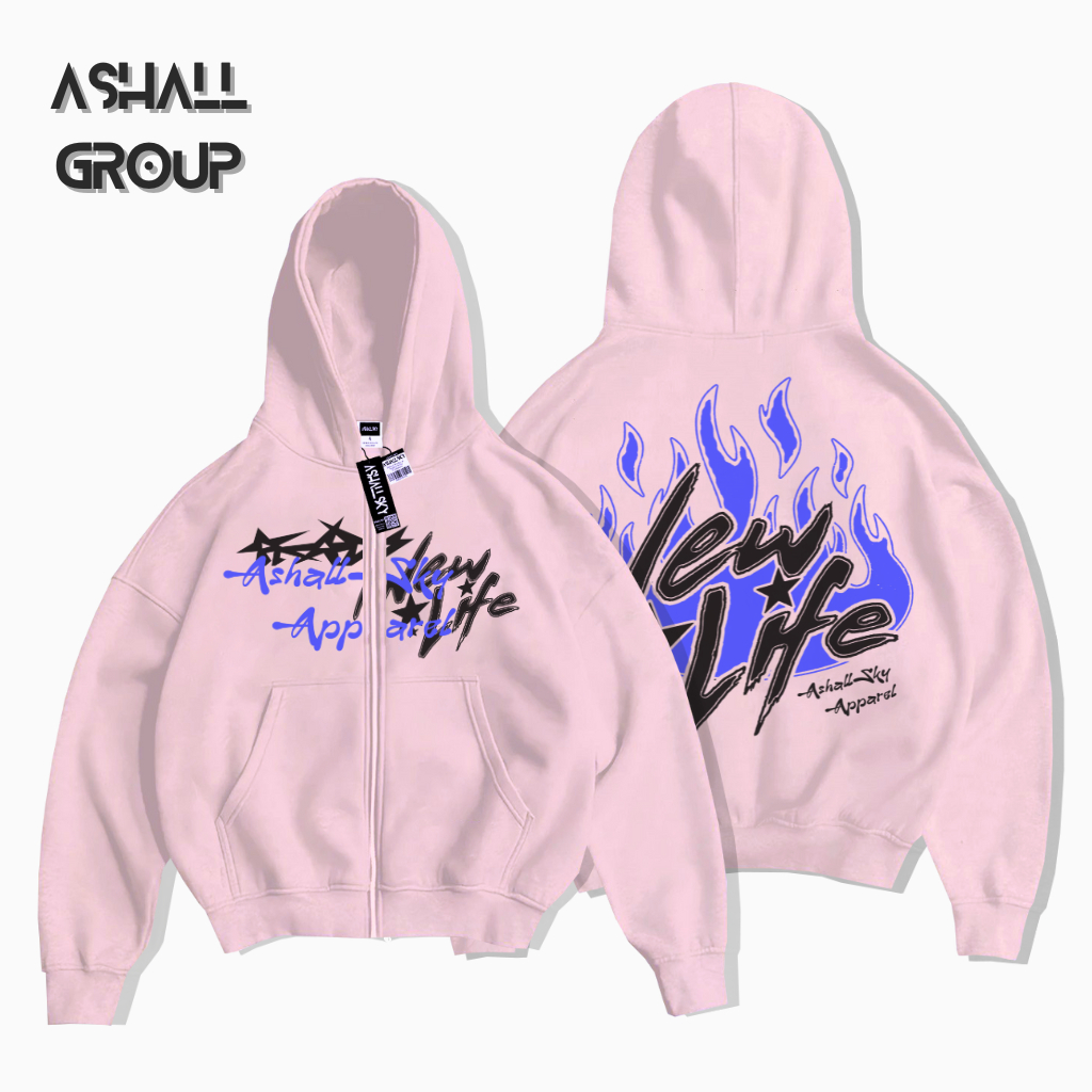 ASHALL_STORE Hoodie Boxy Zipper Dusty Boxy Hoodie Zipper Crop ชีวิตใหม่