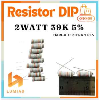 R ตัวต้านทาน 2w 2Watt 39k 39Kilo Ohm 39kilo 39kkohm ความอดทน 2 วัตต์ 5% 39k