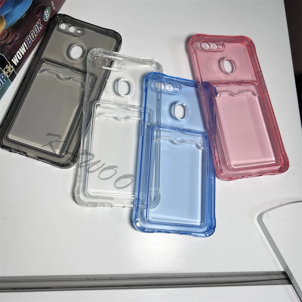 Oppo A5S A7 A12 A11K F9 A3S Case Clear Wallet Slot Card Silicone Clear Softcase โปร่งใส