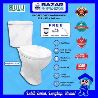 Oulu - Closet Kloset Toilet Duduk C433 Two Piece Dual Flush Soft Close Closing Wash Down AS 25 Toto