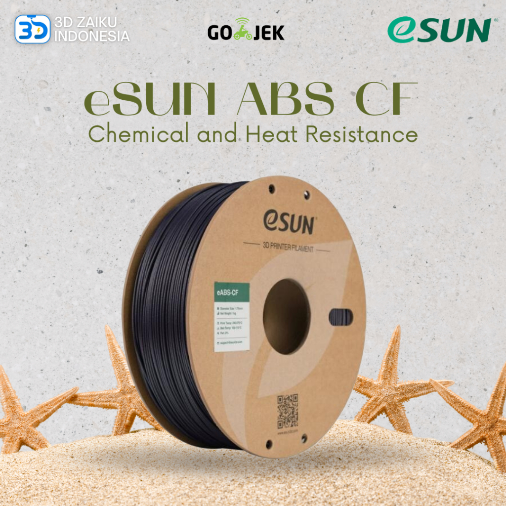 ESUN ABS CF คาร์บอนไฟเบอร์เคมีและความต้านทานความร้อน 3D Printer Filament 1.75 มม.