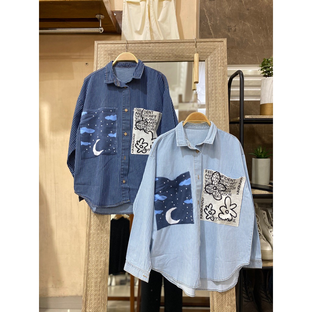 KAMEJA STRIPE JEANS เสื้อรวม TOP