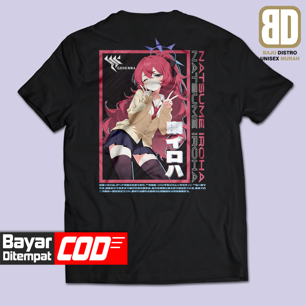 อะนิเมะเสื้อยืด NATSUME IROHA BLUE ARCHIVE มังงะ Tshirt Unisex ญี่ปุ่น BRAIN CLOTHES
