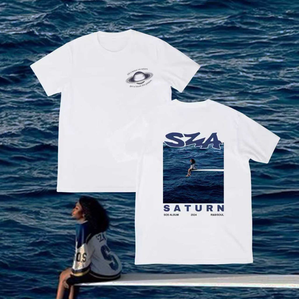 SZA SATURN Oversize Boxy ปกติเสื้อยืดสําหรับผู้ชายและผู้หญิง Unisex