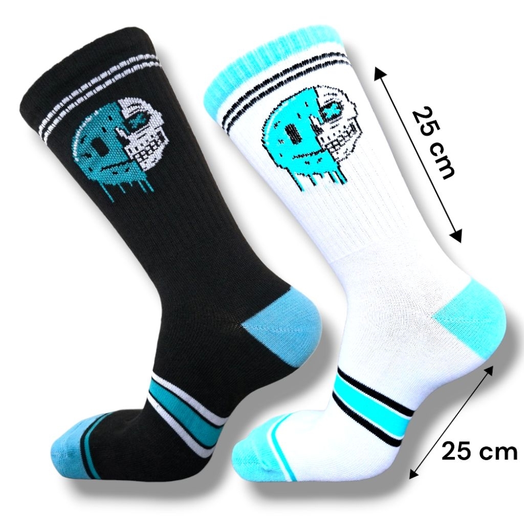 LONG OLD SCHOOL SOCKS, OLD SCHOOL SOCKS WITH SKULL MOTIF, DISTRO SOCKS, SKATE SOCKS