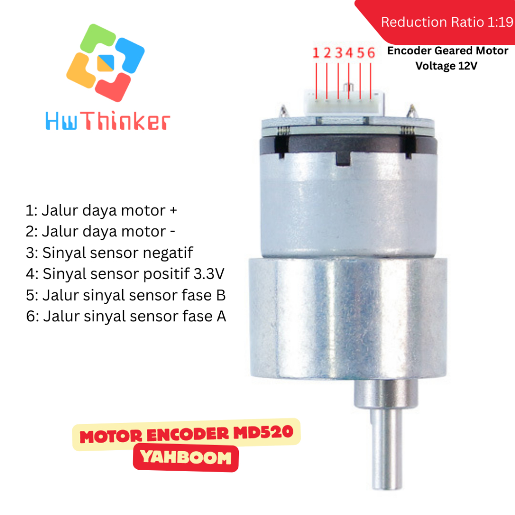 Yahboom มอเตอร์ DC โลหะเต็มรูปแบบเกียร์ 12V DC พร้อมแม่เหล็ก Encoder AB เฟส Hall JGB37-520 MD520 11C