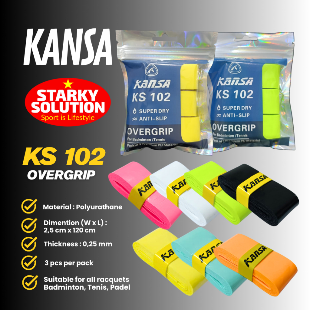 KASA KS 102 Racket Overgrip Original Badminton Tennis Padel Rubber Grip - แพ็ค 3 ชิ้น