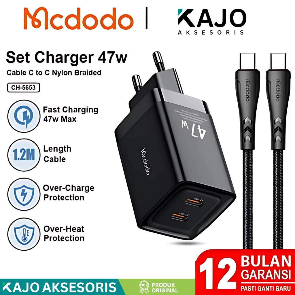 MCDODO CH-5653 GAN Type C หัวชาร์จ + USB Quick Charger 3.0 Fast Charging 47W Max