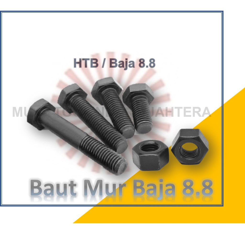 M6 เหล็กคาร์บอน 8.8 Hex Bolt HTB BM 8.8 M6 x 10 / 12 / 15 / 20 / 25 / 30 / 35 / 40 / 45 / 50 BM BAJA