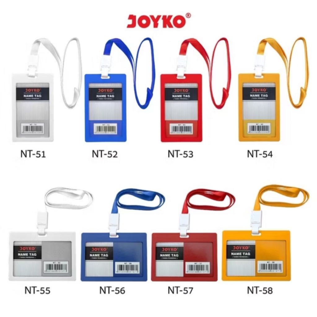 MERAH ID CARD/NAME TAG JOYKO STANDING + STRAP NT-51 WHITE/NT-52 BLUE/NT-53 RED/NT-54 YELLOW (CONTENT