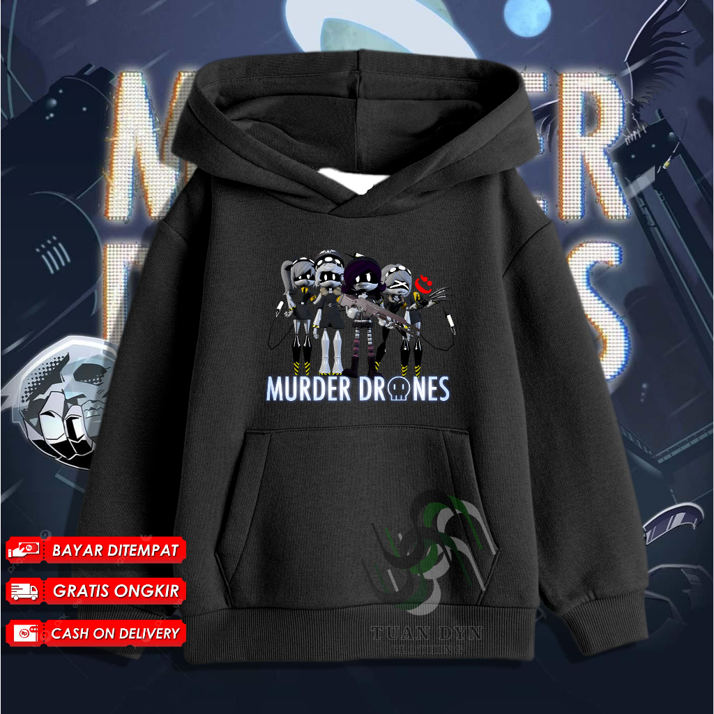Murder Drones เสื้อแจ็คเก็ตมีฮู้ดสําหรับเด็ก – Murder Drones เสื้อแจ็คเก็ตตัวละคร Unisex Cool Warm C